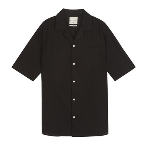 TBJ 남성 5부 코튼린넨 쿠반카라 솔리드 셔츠 T182SH300P