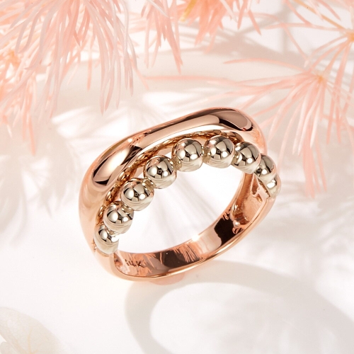 비앤비골드 14K 볼륨 웨이브 콤비볼 반지 SRS42082_이미지