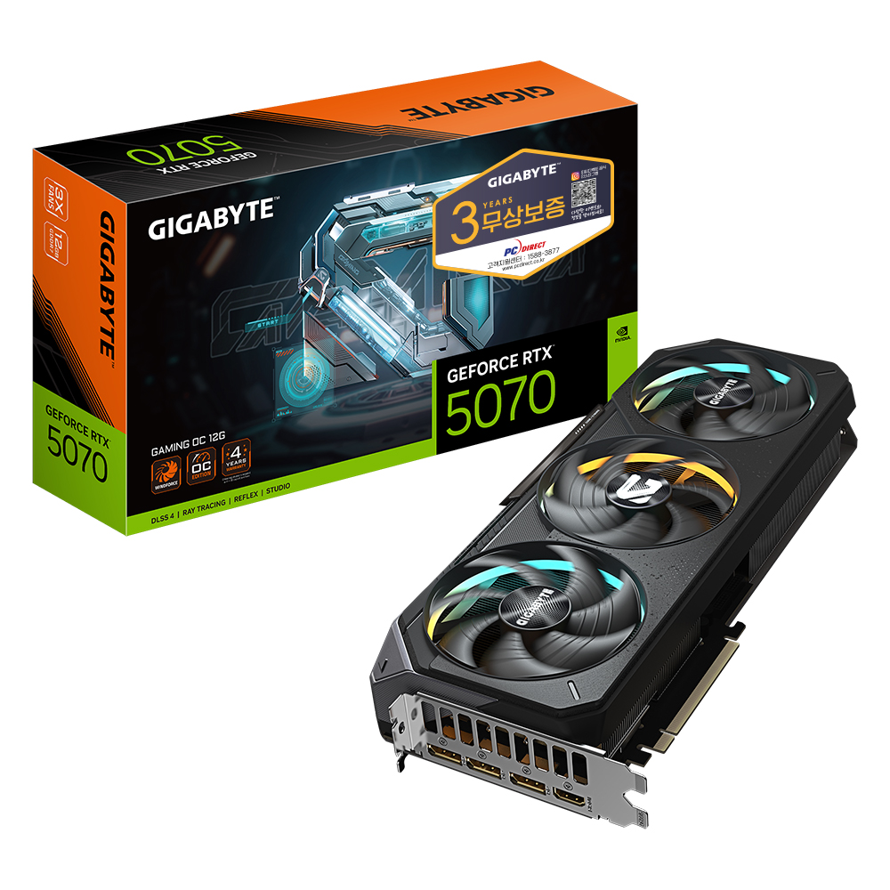 GIGABYTE 지포스 RTX 5070 GAMING OC D7 12GB 피씨디렉트이미지입니다. 누르면 해당 게시물로 새창이동합니다.