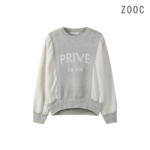 ZOOC 블라우스 소매배색 레터링 니트 BE_V244KSK945_이미지