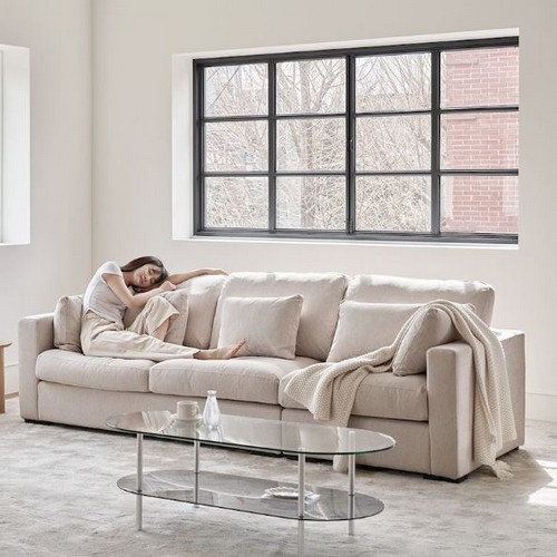 레이디가구 소노 프리미엄 구스 패브릭 소파 4인용 (스툴별도)_이미지