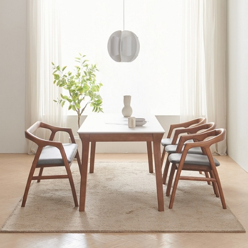 이홈데코 에보아르 양면 포세린 세라믹 애쉬 원목 식탁 1800 (의자3개+벤치1개)_이미지