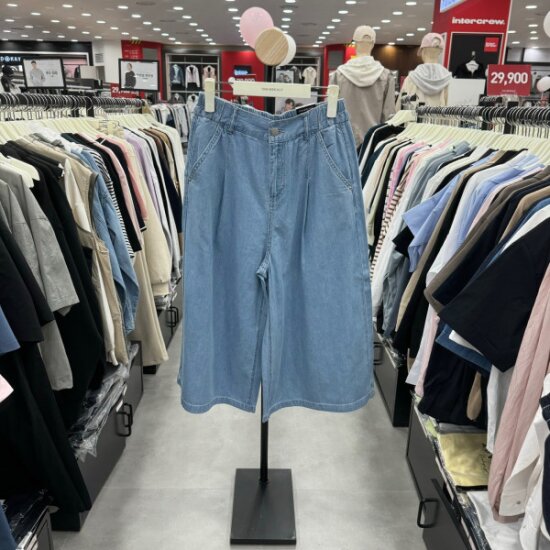 체이스컬트 여 뒷밴딩 7부 와이드 데님 DBRG2771D0D