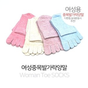 중국OEM 선택하세요 5켤레 여성 중목 발가락양말 5켤레 Set 여성양말 토우삭_이미지