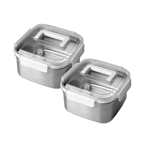 셰프토프 클린숨 스텐밀폐용기 화이트 핸디 정사각 1600ml