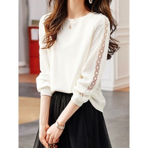 베나프 소매 꽃펀칭 긴팔티셔츠_BJ1LT010