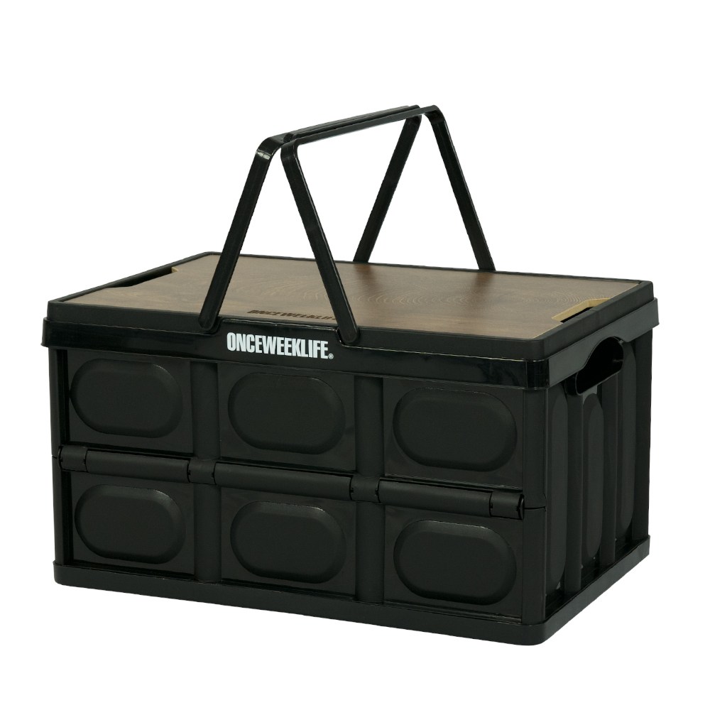 원스위크라이프 캠핑 손잡이형 폴딩 박스 대형 블랙_이미지