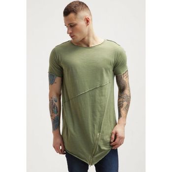 어반 Classics LONG OPEN EDGE FRONT ZIP TEE Print T-shirt lightolive 7489041