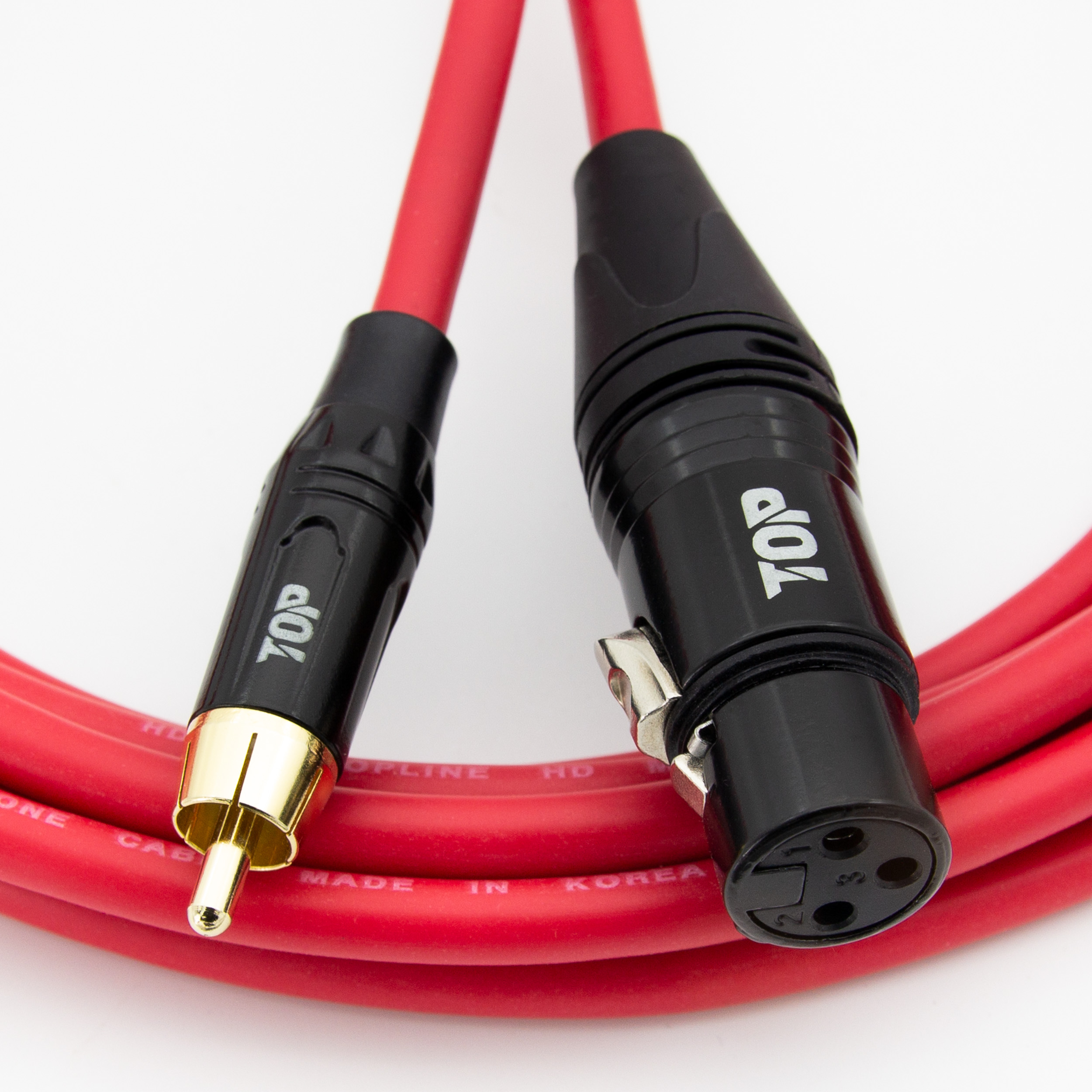 탑라인에이치디 HDTOP RCA 수 to XLR 암 케이블 블랙레드 (1m, HT-TP5978)_이미지