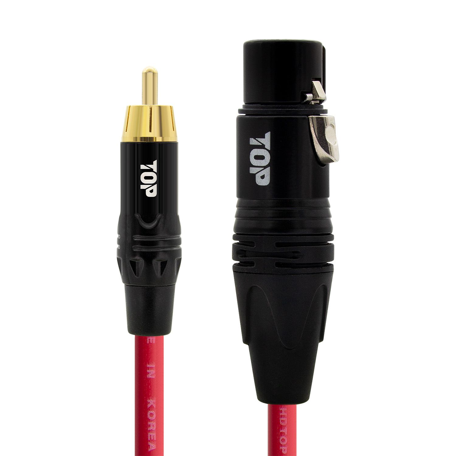 탑라인에이치디 HDTOP RCA 수 to XLR 암 케이블 블랙레드 (1m, HT-TP5978)_이미지