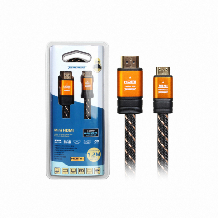 타무즈 프리미엄 골드 HDMI to MINI HDMI 2.0 (1.2m)_이미지