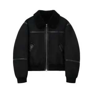 스페로네 무스탕 퍼 자켓 스웨이드 세미 오버 라인 맨 블랙 235104 M_이미지