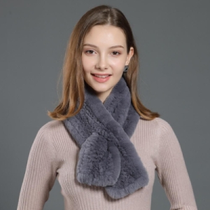 오너클랜 여성 리얼 토끼털머플러 니팅머플러 렉스퍼목도리 W999E03_이미지