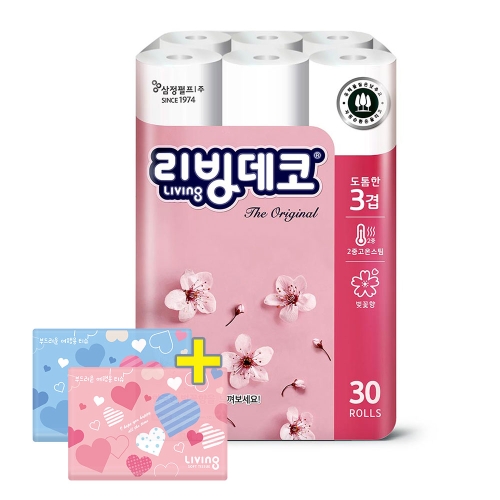 리빙 데코 30m (30롤) + 여행용티슈 40매*2팩 세트이미지입니다. 누르면 해당 게시물로 새창이동합니다.