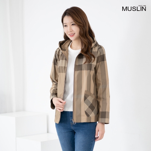 모슬린 엄마옷 점퍼 후드 체크 JP603065 중년여성/50대/60대/70대/빅사이즈/할머니옷