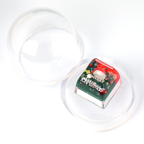 SPM OSHID 크리스마스 투명 레진 아티산 포인트 키캡 (산타모자)_이미지