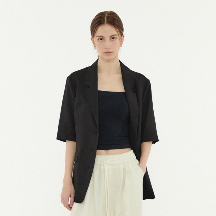 더아이잗 루즈핏 하프 슬리브 싱글 재킷 IRTP0JK511