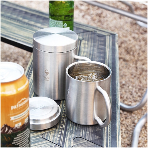 스텐 이중 머그컵 대형 400ml 뚜껑포함 스텐컵