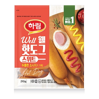 하림 웰 <b>핫도그</b> 스위트 3개입 210g