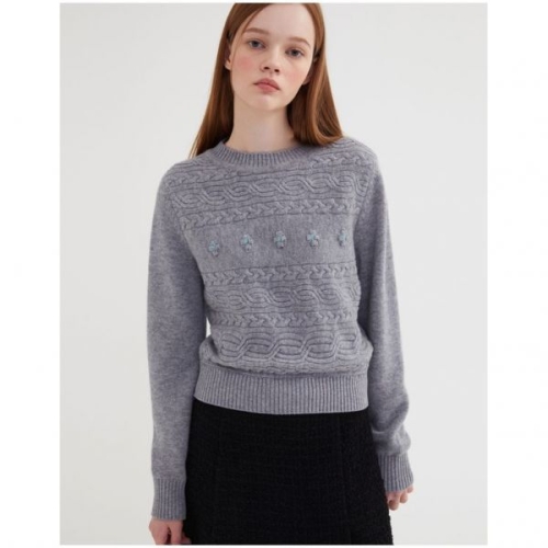 뉴욕 우먼 리뷰이벤트 뉴욕 그레이 짜임패턴 울100% 니트 JSSW3D340G2 399246 Grey/00M