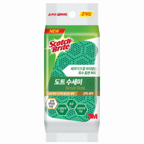 3M 스카치브라이트 음식물이 끼지않는 강력 도트수세미 2매 (3개(6매))_이미지