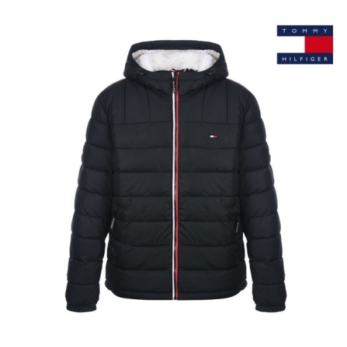타미힐피거 미드웨이트 셰르파 퀼팅 푸퍼 패딩 후드 점퍼블랙