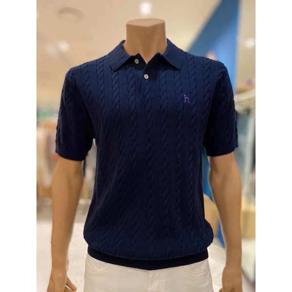 LF 헤지스 짜임 면 반팔 카라 니트 HZSW4F101N3