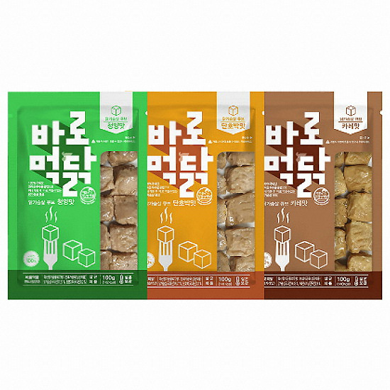 에이치더블유 이훈의건강한세상 바로먹닭 닭가슴살 청양맛 100g x 5개+단호박맛 100g x 5개+카레맛 100g x 5개 (1세트)