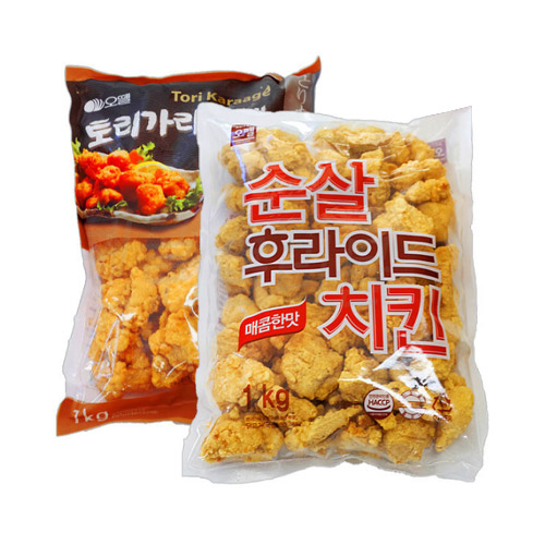 오뗄 순살 후라이드치킨 매콤한맛 1kg + 토리가라아게 1kg
