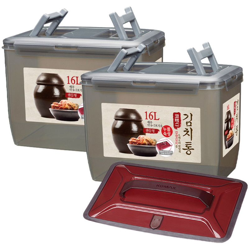 뚜껑이 더 튼튼해진 누름숙성 김치통 그레이 73호 16L