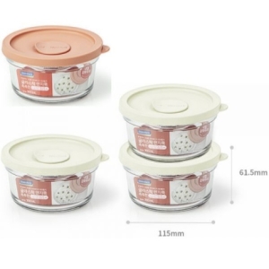 글라스락 렌지쿡 촉촉한 햇밥용기 원형 350ml (3개)_이미지