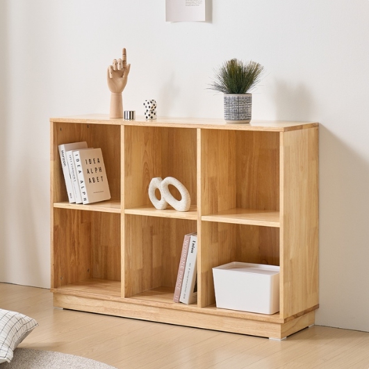 우디 2단 6칸 틈새 원목 책장 1065