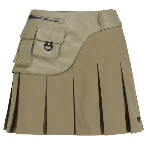 마스터바니에디션 탈착 레더 레이어 플리츠 큐롯 스커트 421D1PC205 (BG, 베이지)_이미지