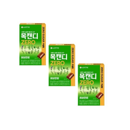 롯데제과 목캔디 제로 허브민트 38g (3개)