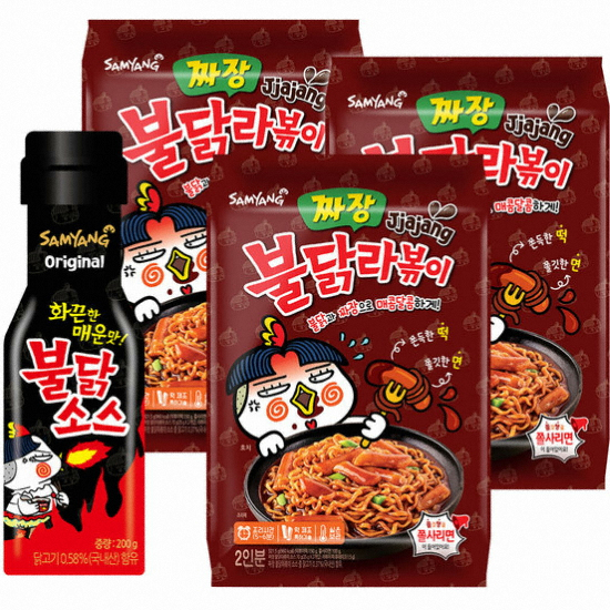 삼양식품 짜장 불닭라볶이 321.5g x 3개+불닭소스 200g (1개)