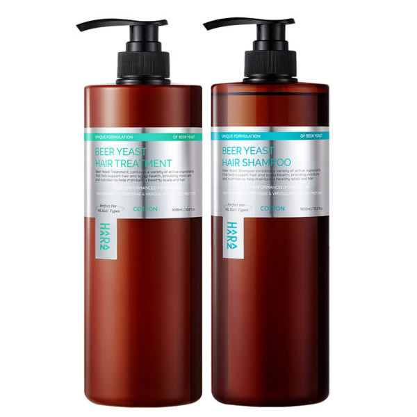  하라즈 맥주효모 샴푸 코튼향 1000ml+트리트먼트 1000ml 2종세트