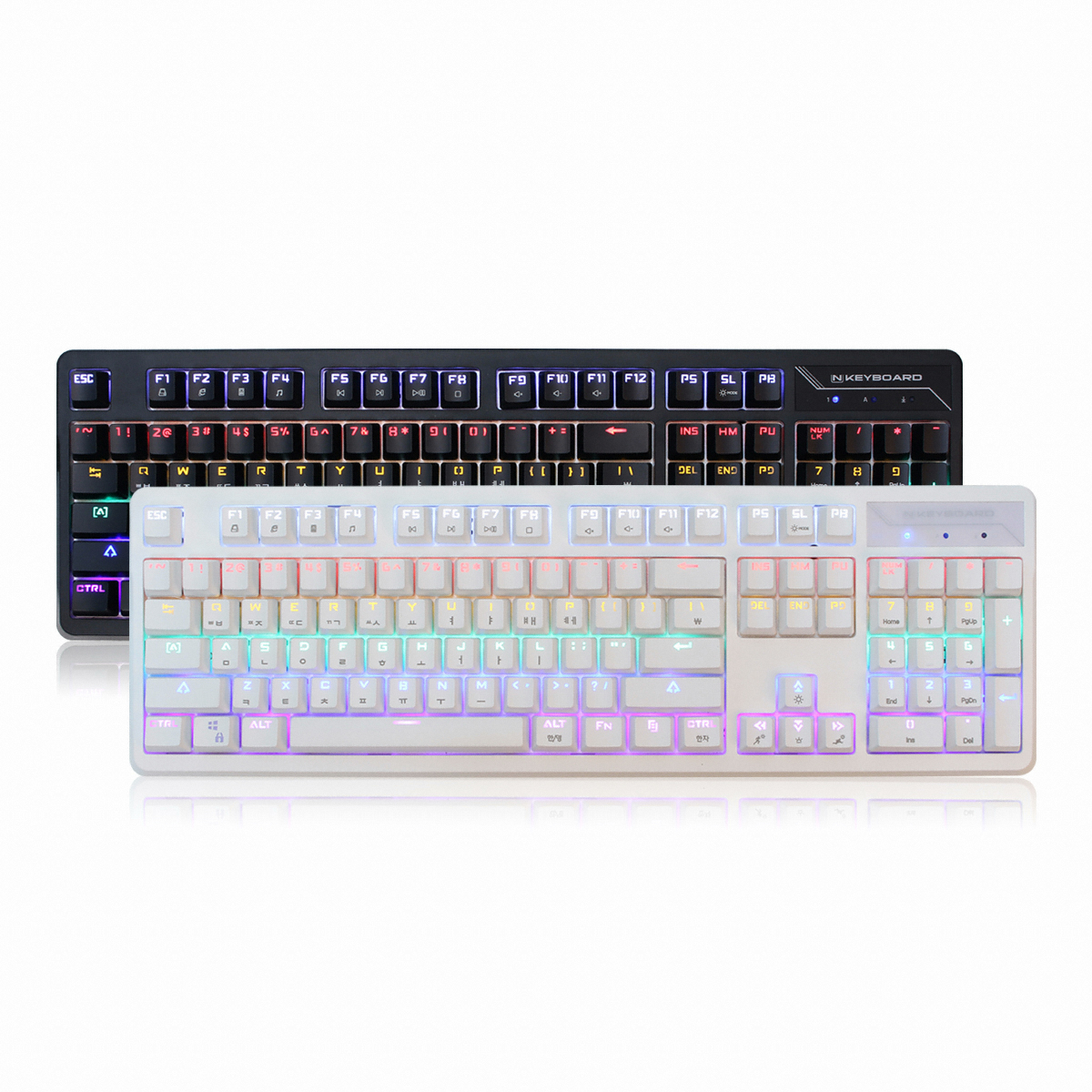 스카이디지탈 NKEYBOARD NKEY-A1 레인보우LED 기계식 게이밍 키보드 (블랙, 청축)