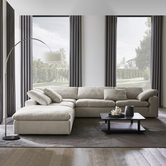 까사미아 캄포클래식 패브릭 소파 4인용 (스툴포함)