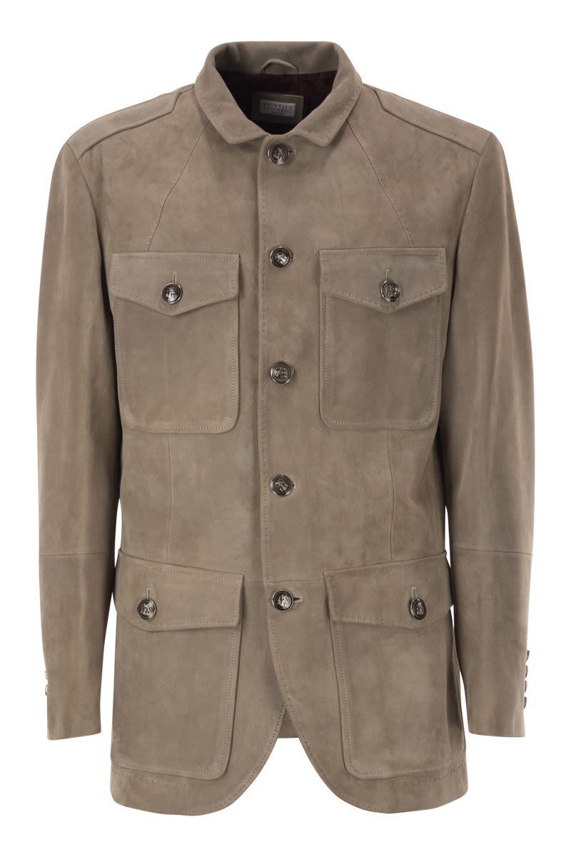 브루넬로쿠치넬리 Suede 레더 safari 자켓 with patch pockets MPCSD2099C9865_이미지