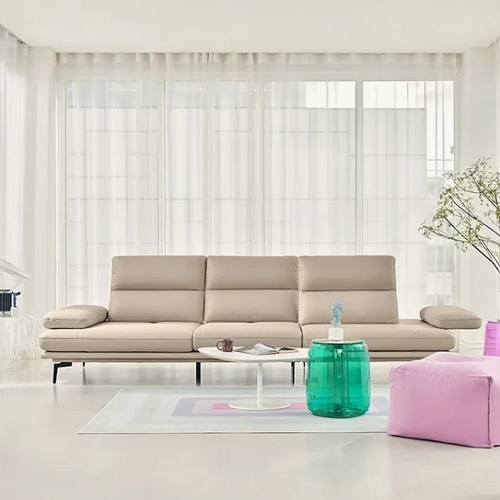 에싸 마제티 스윙기능 베티버 천연가죽 소파 4인용 (스툴별도)