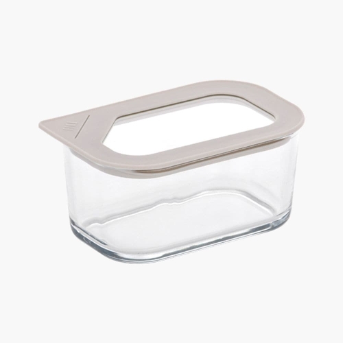 피카원 글라스 모듈형 밀폐용기 직사각 화이트 530ml
