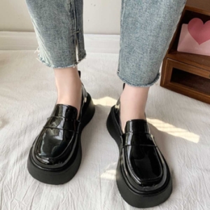 ONM 여자 검정 통굽 로퍼 학생 신발 새학기 졸업 선물 10258759