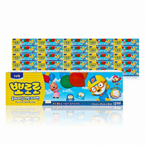 크린랲  뽀로로 슬라이딩 지퍼백 25x24cm (대) 12매[24개(288매)]