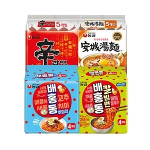 신라면5개 + 안성탕면5개 +  배홍동비빔면4개 + 배홍동칼빔면4개