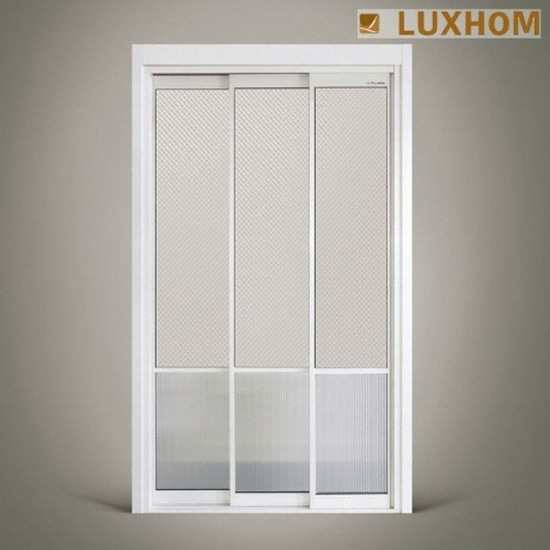 럭스홈 수퍼 슬림 3연동 ㅡ자형 고시형 화이트 망입유리 (~1.59m)_이미지