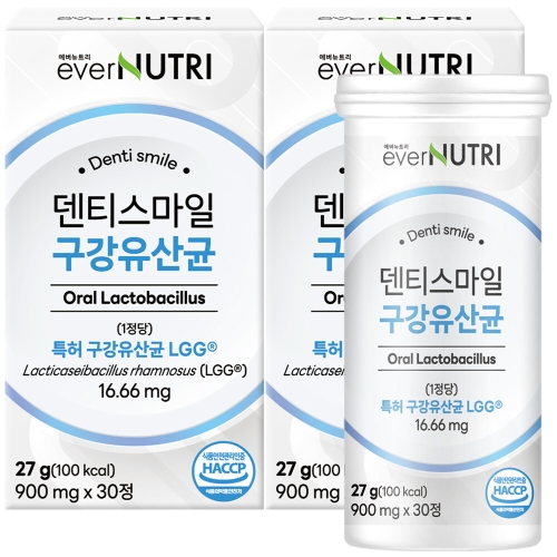 에버뉴트리 덴티스마일 구강유산균 900mg 30정 (2개)_이미지