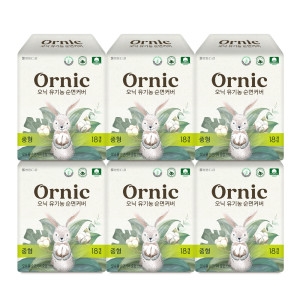 쌍용C&B 오닉 유기농 순면커버 중형 18개 (6팩(108개))