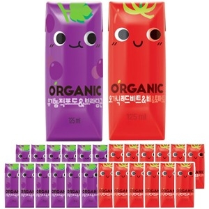 롯데칠성음료 오가닉 유기농 주스 레드비트&배&토마토 125ml (12개)_이미지