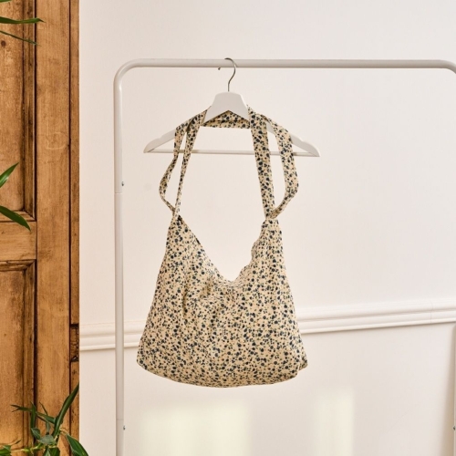 모던하우스 L 더블 스트랩 잔꽃 코듀로이 패브릭백 아이보리블루_NF4825004_이미지