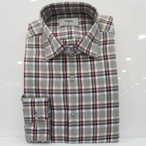 레노마 셔츠 셔츠슬림핏 체크 트윌 기모 긴소매 겨울 셔츠 RNWSL0